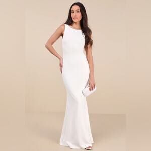 Lulus Love In Your Eyes Ivory Knotted Mermaid Maxi Dress
